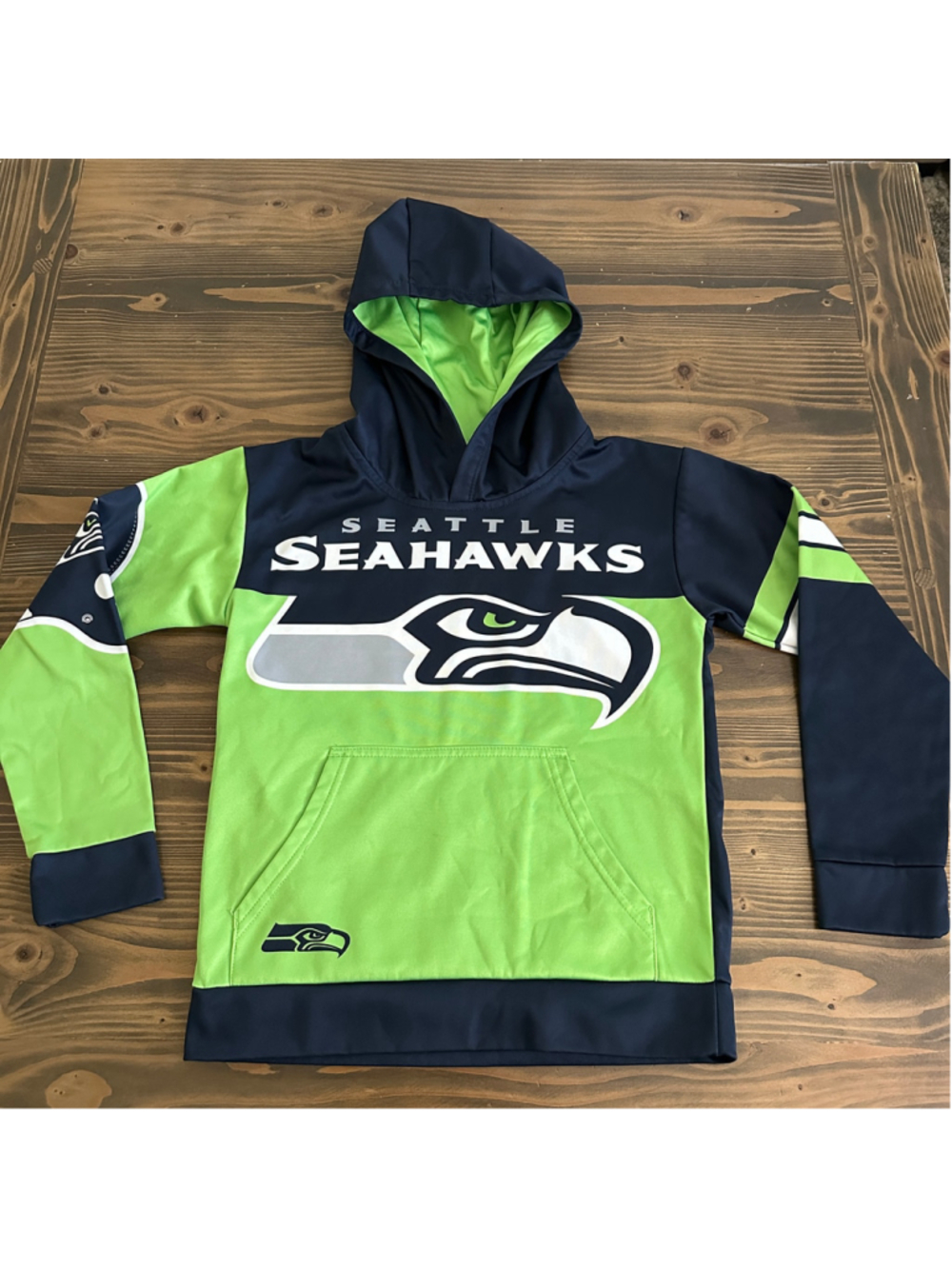 NFL Seattle Seahawks Boys 8 Hoodie Navy Green Team Apparel